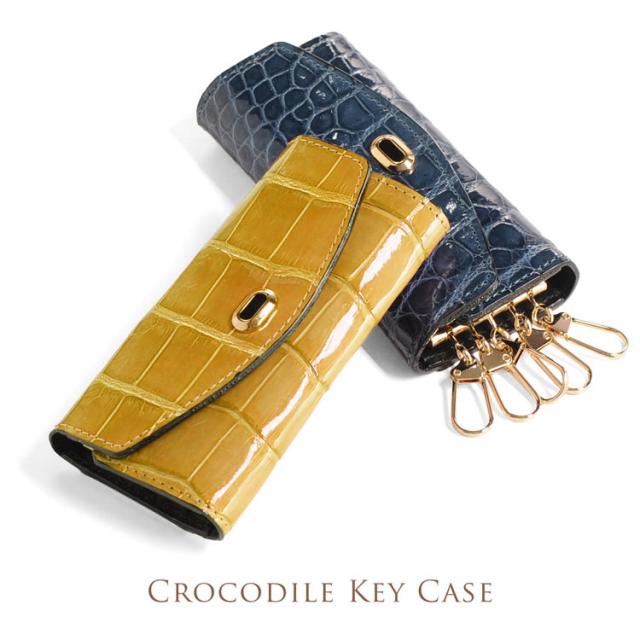 日本製 クロコダイル キーケース 5連 シャイニング加工/レディースクロコダイルキーケース 婦人用キーケース 女性用キーケース 革小物(9076-6r)