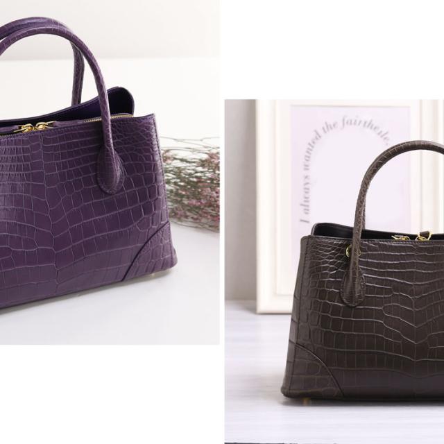 クロコダイル ハンドバッグ レディース 2WAY ショルダーベルト 付き