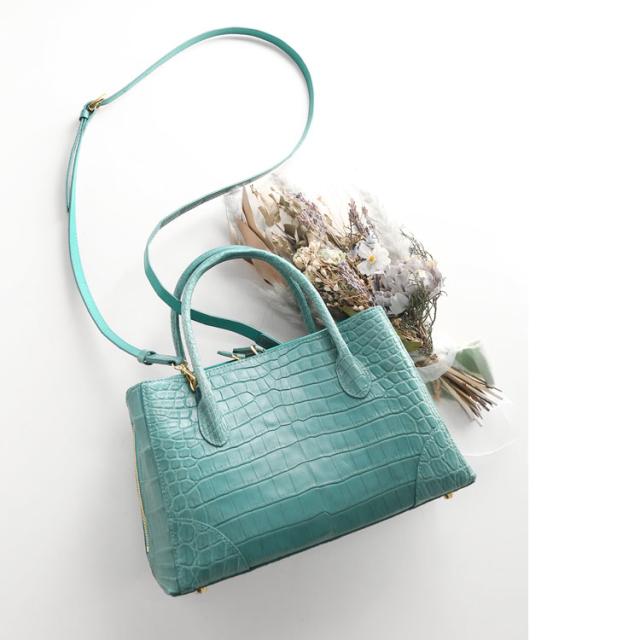 クロコダイル ハンドバッグ レディース 2WAY ショルダーベルト 付き