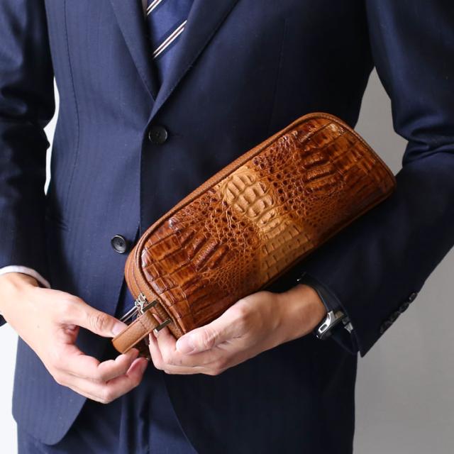 カイマン 牛革 ダブルファスナー セカンド バッグ メンズ クラッチ 革 手持ち 男性 ハンドル 冠婚葬祭 結婚式 クラシック おしゃれ 本革 旅行 パーティー お出掛け かばん カバン 結婚式 父の日 誕生日 プレゼント ギフト(06001801r)