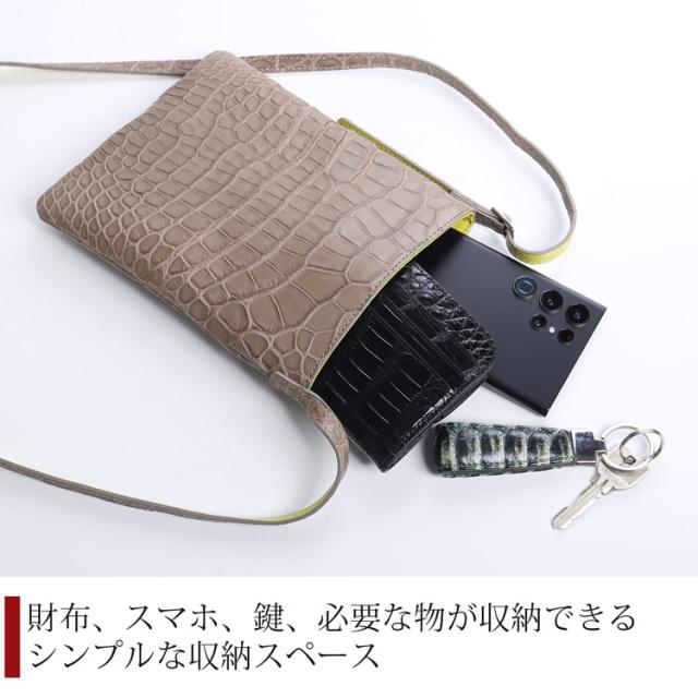 ポロサス サコッシュ バイカラー レディース スモールクロコダイル マット加工 ラムレザー (06001813r)_5