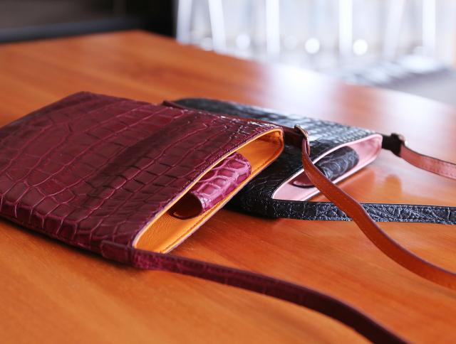 ポロサス サコッシュ バイカラー レディース スモールクロコダイル マット加工 ラムレザー (06001813r)_4