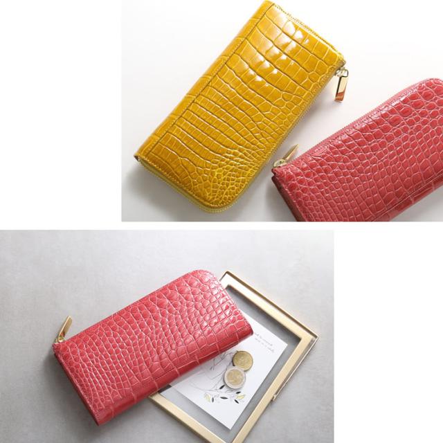 クロコダイル 長財布 日本製 L字ファスナー HALEINE レディース 鰐革