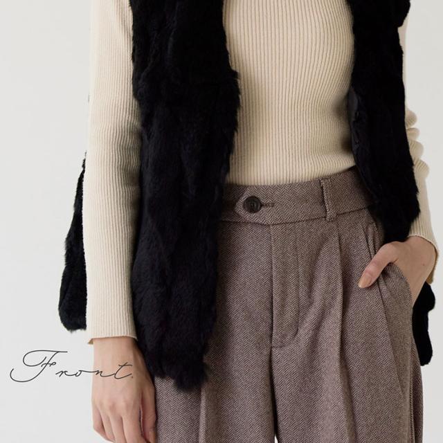 ファーベスト レッキス ファー ベスト Vネック レディース ブラック