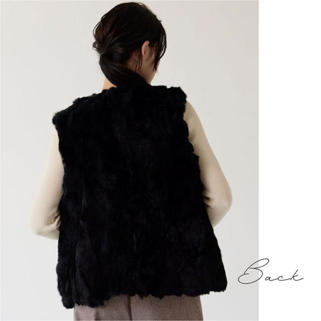 ファーベスト レッキス ファー ベスト Vネック レディース ブラック