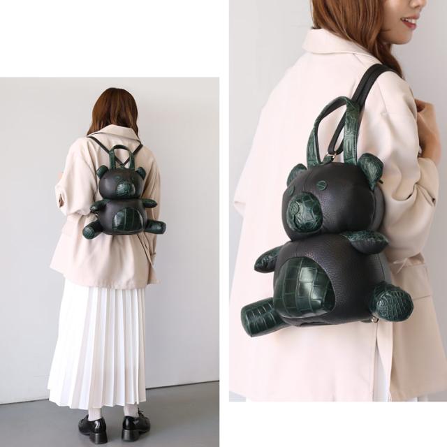 本革 リュック レディース リュックサック クロコダイル 牛革 本革リュック くま ベア ぬいぐるみ インテリア クマ クマリュック 動物 かわいい アニマル クマ型 ぬいぐるみバッグ ぬいぐるみリュック ギフト プレゼント 4FA (06001839r)_2