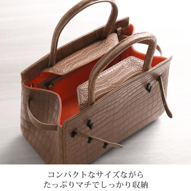 クロコダイル 2way ハンドバッグ レディース センター取り ベルト デザイン マット 加工 小さめ ミニトートバッグ 鰐革 本革 ナイルクロコダイル 保証書 付き(06001932r)_9