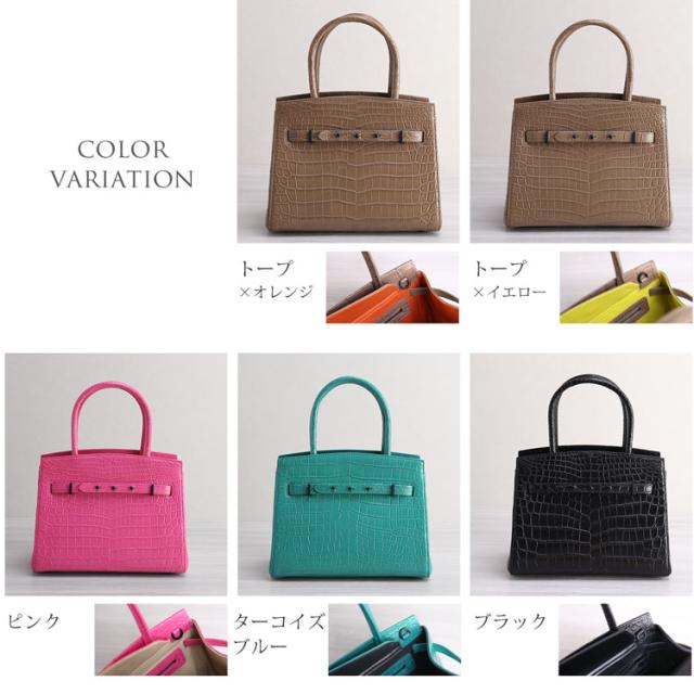 クロコダイル 2way ハンドバッグ レディース センター取り ベルト デザイン マット 加工 小さめ ミニトートバッグ 鰐革 本革 ナイルクロコダイル 保証書 付き(06001932r)_13