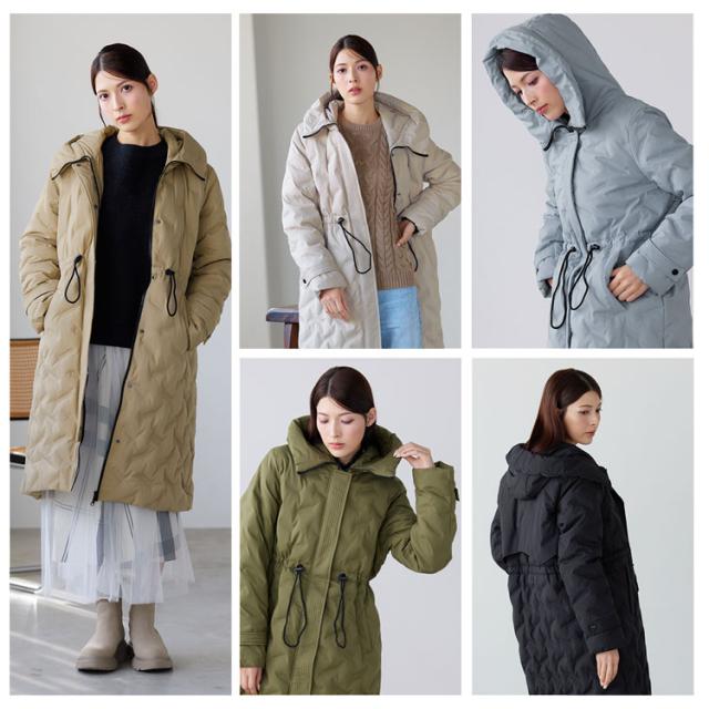 シームレス ダウンコート レディース フード付き テフロン 加工 ロング丈 Filomo ダウン 80% 撥水加工 ブラック 花粉対策(08000238r)_1