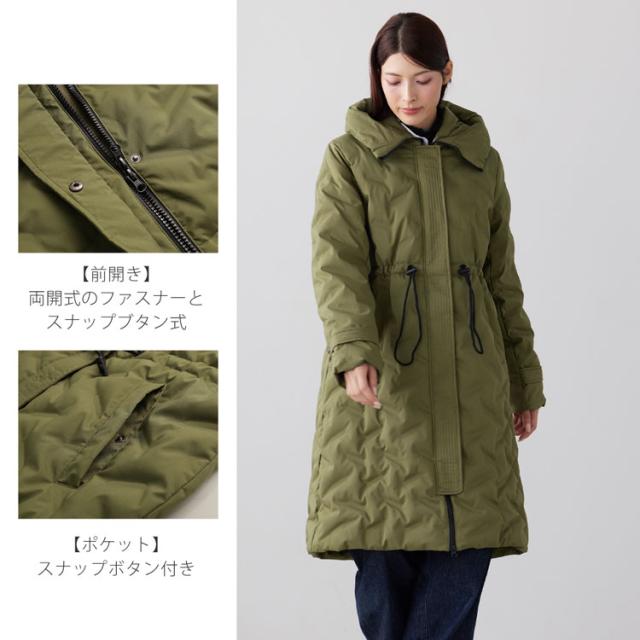 シームレス ダウンコート レディース フード付き テフロン 加工 ロング丈 Filomo ダウン 80% 撥水加工 ブラック 花粉対策(08000238r)_11