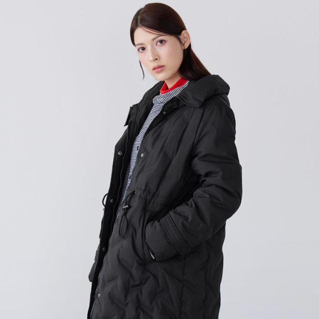 シームレス ダウンコート レディース フード付き テフロン 加工 ロング丈 Filomo ダウン 80% 撥水加工 ブラック 花粉対策(08000238r)_12