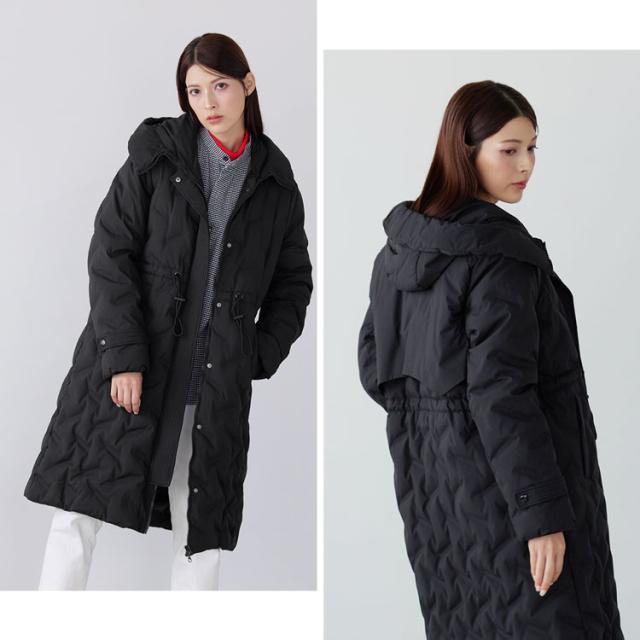 シームレス ダウンコート レディース フード付き テフロン 加工 ロング丈 Filomo ダウン 80% 撥水加工 ブラック 花粉対策(08000238r)_13