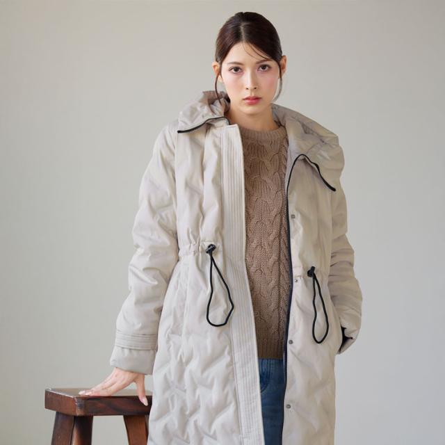 シームレス ダウンコート レディース フード付き テフロン 加工 ロング丈 Filomo ダウン 80% 撥水加工 ブラック 花粉対策(08000238r)_14