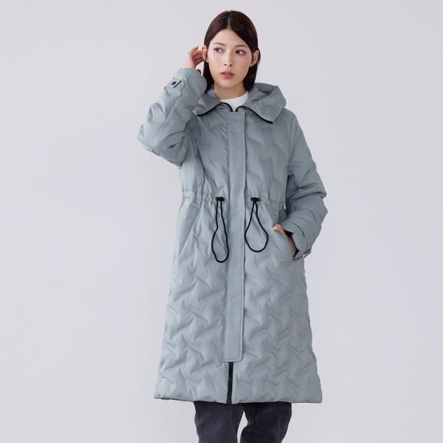シームレス ダウンコート レディース フード付き テフロン 加工 ロング丈 Filomo ダウン 80% 撥水加工 ブラック 花粉対策(08000238r)_2