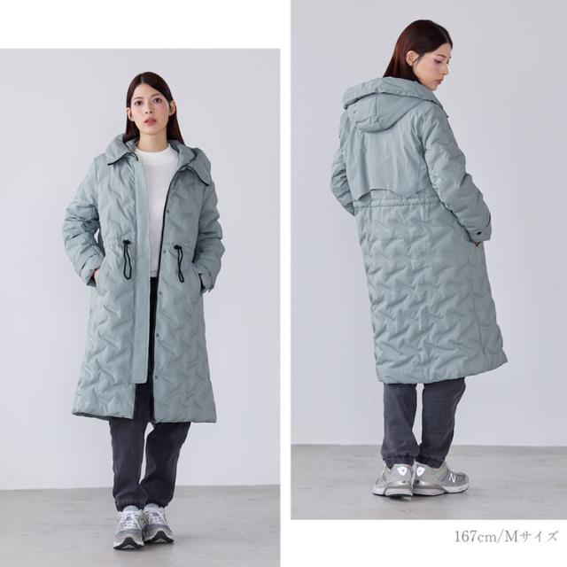 シームレス ダウンコート レディース フード付き テフロン 加工 ロング丈 Filomo ダウン 80% 撥水加工 ブラック 花粉対策(08000238r)_3