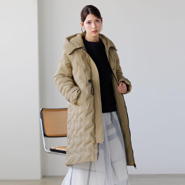 シームレス ダウンコート レディース フード付き テフロン 加工 ロング丈 Filomo ダウン 80% 撥水加工 ブラック 花粉対策(08000238r)_6