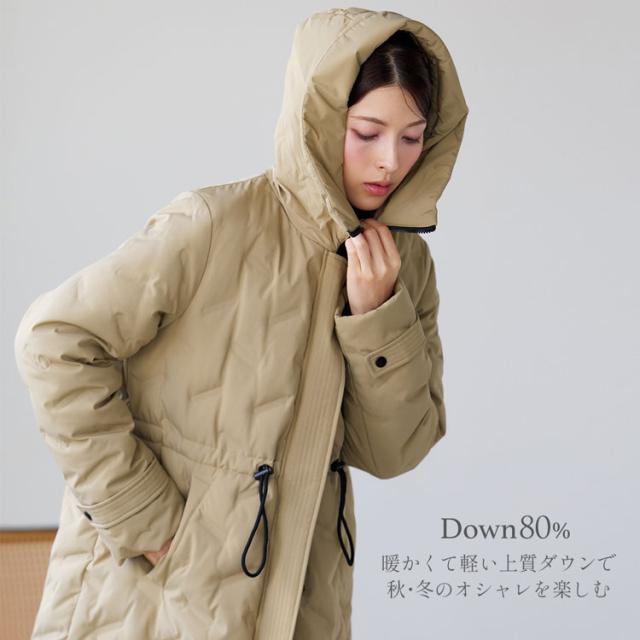 シームレス ダウンコート レディース フード付き テフロン 加工 ロング丈 Filomo ダウン 80% 撥水加工 ブラック 花粉対策(08000238r)_7