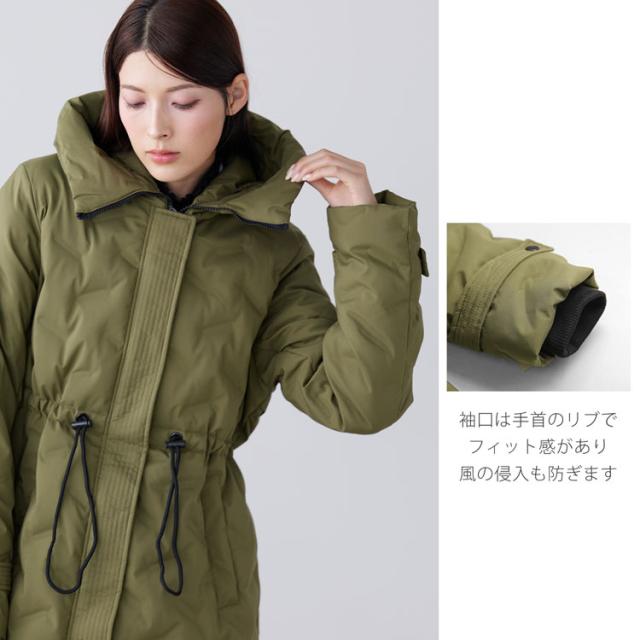 シームレス ダウンコート レディース フード付き テフロン 加工 ロング丈 Filomo ダウン 80% 撥水加工 ブラック 花粉対策(08000238r)_9