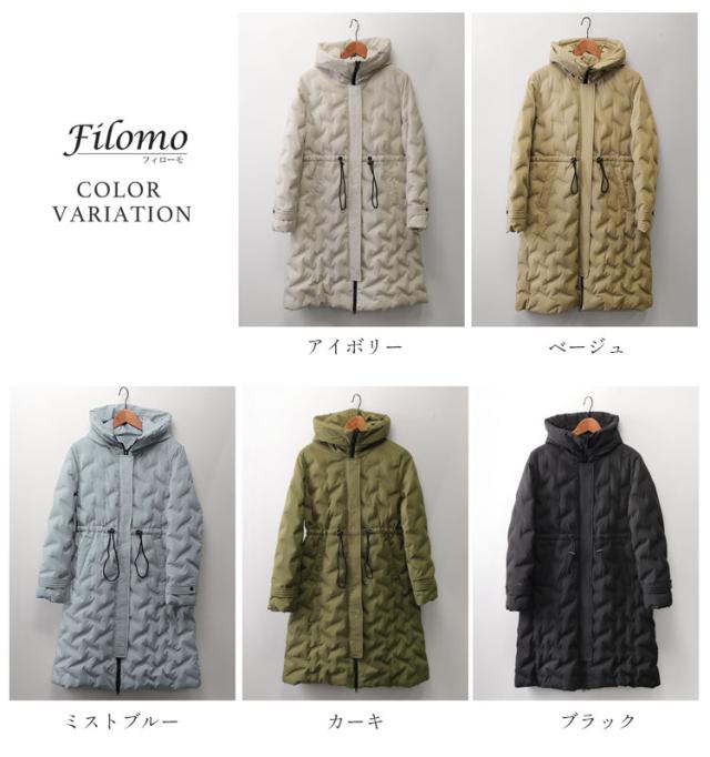 シームレス ダウンコート レディース フード付き テフロン 加工 ロング丈 Filomo ダウン 80% 撥水加工 ブラック 花粉対策(08000238r)_16