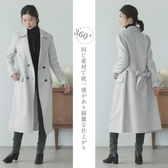 チェスターコート ダブルフェイス レディース ロング アウター 秋 冬 ウール ロングコート ロング丈 ウール混 ギフト プレゼント (08000338r)_6