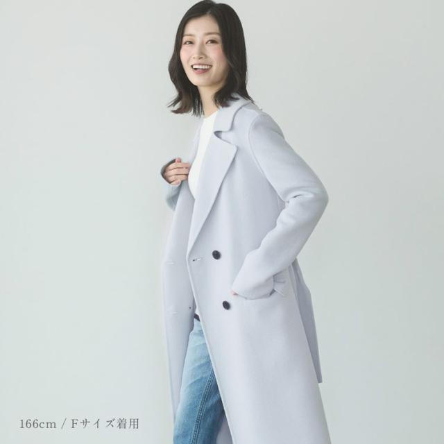 チェスターコート ダブルフェイス レディース ロング アウター 秋 冬 ウール ロングコート ロング丈 ウール混 ギフト プレゼント (08000338r)_7