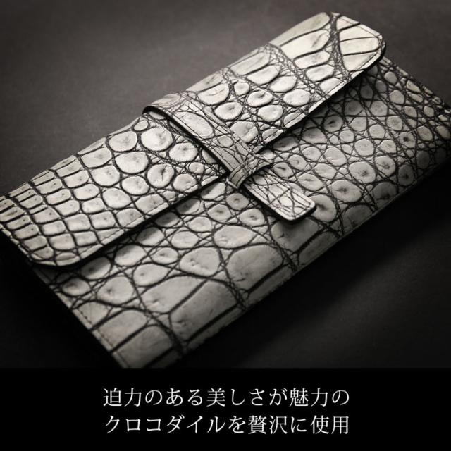 クロコダイル メンズ 長財布 多機能 クラッチ財布 日本製 マット加工 Grancroco 大容量 かぶせ フラップ 財布 鰐革 保証書 付き(06001929r)_3