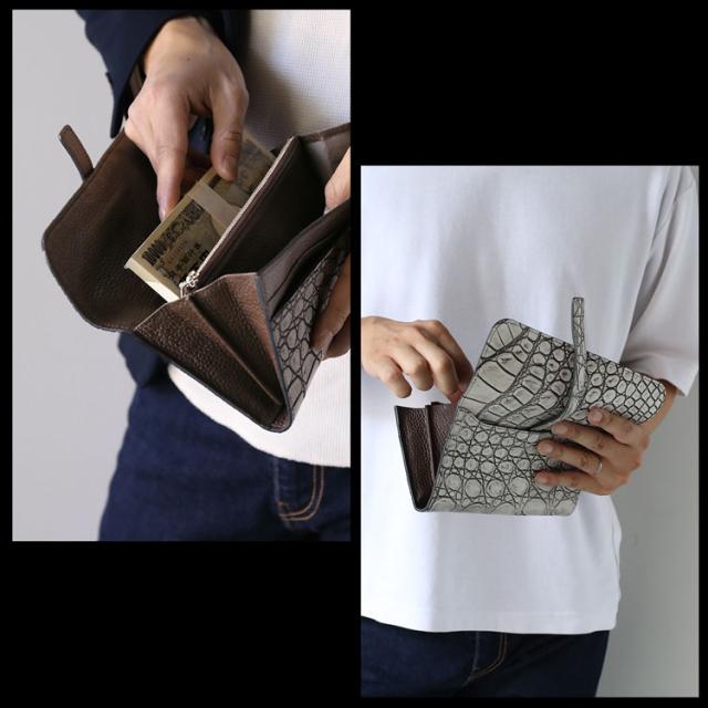 クロコダイル メンズ 長財布 多機能 クラッチ財布 日本製 マット加工 Grancroco 大容量 かぶせ フラップ 財布 鰐革 保証書 付き(06001929r)_5