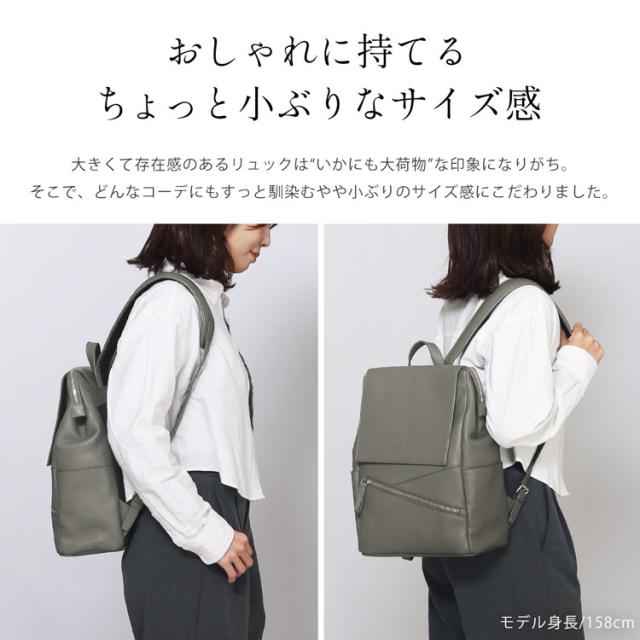 リュック レディース バッグ 本革 大人 リュック 牛革 シボ レザー 通気性 メッシュ かぶせ デザイン 斜めステッチ ファスナー ブラック グレー 大人 スタイリッシュ バッグ mieno ミエノ 4FB (07000685r)_11