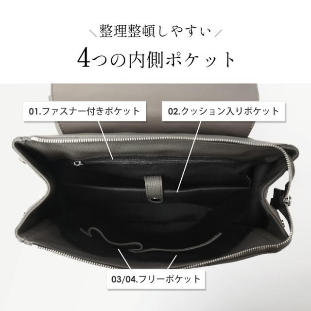 リュック レディース バッグ 本革 大人 リュック 牛革 シボ レザー 通気性 メッシュ かぶせ デザイン 斜めステッチ ファスナー ブラック グレー 大人 スタイリッシュ バッグ mieno ミエノ 4FB (07000685r)_8