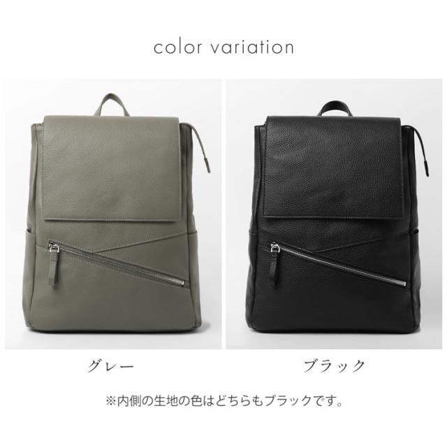 リュック レディース バッグ 本革 大人 リュック 牛革 シボ レザー 通気性 メッシュ かぶせ デザイン 斜めステッチ ファスナー ブラック グレー 大人 スタイリッシュ バッグ mieno ミエノ 4FB (07000685r)_16