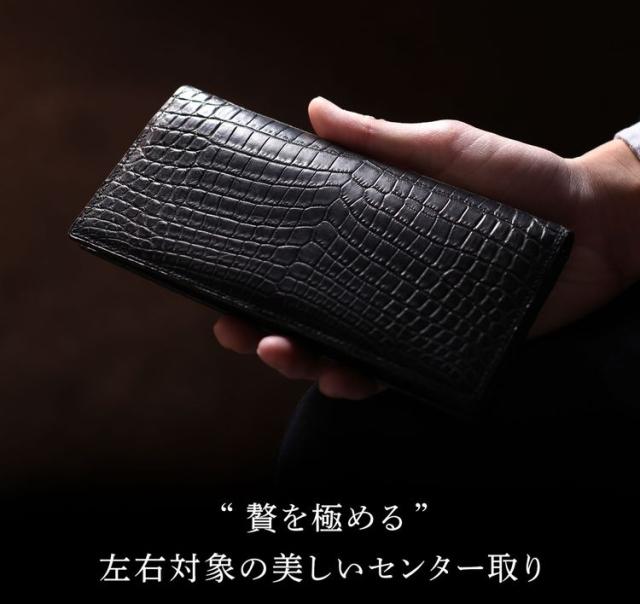 日本製ナイルクロコダイル無双長財布マット仕上げセンター取り(No
