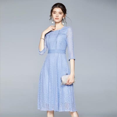 大人上品感 七分袖 清潔感 花柄総レースドレスワンピース S 3l 青 の通販はau Pay マーケット ドレス通販dressshopageha