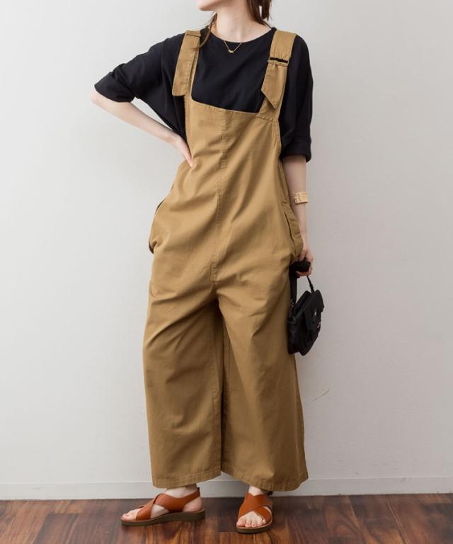 オールインワン サロペット レディース パンツ 30代 40代 50代 大きいサイズ ゆったり 着心地ゆったり、気分はすっきり。アシメサスペンダーサロペットパンツ rp80176 アシンメトリー コットン100 綿 ツイル 体型カバー 春 秋 冬 着回し 重ね着 レイヤード_15