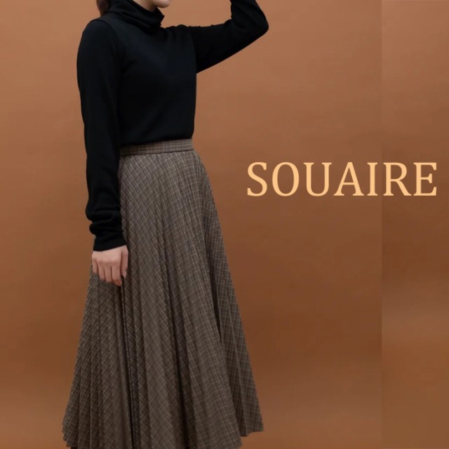 SOUAIRE チェックプリーツスカート レディース ソアール