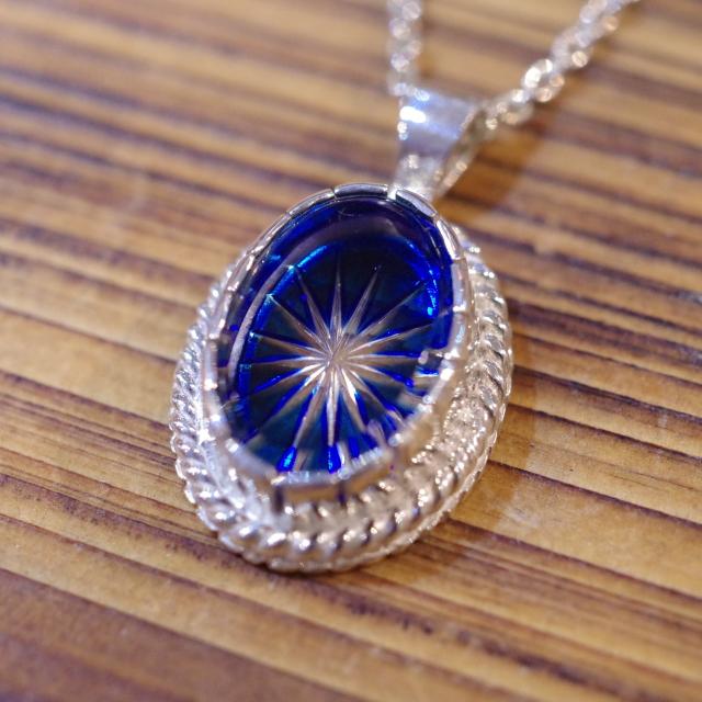 KANAME カナメ 伝統工芸 切子ネックレス 菊花紋【碧】KN-026 シルバー925 チェーン付き ペンダント 和柄 ネックレス メンズ レディース_4