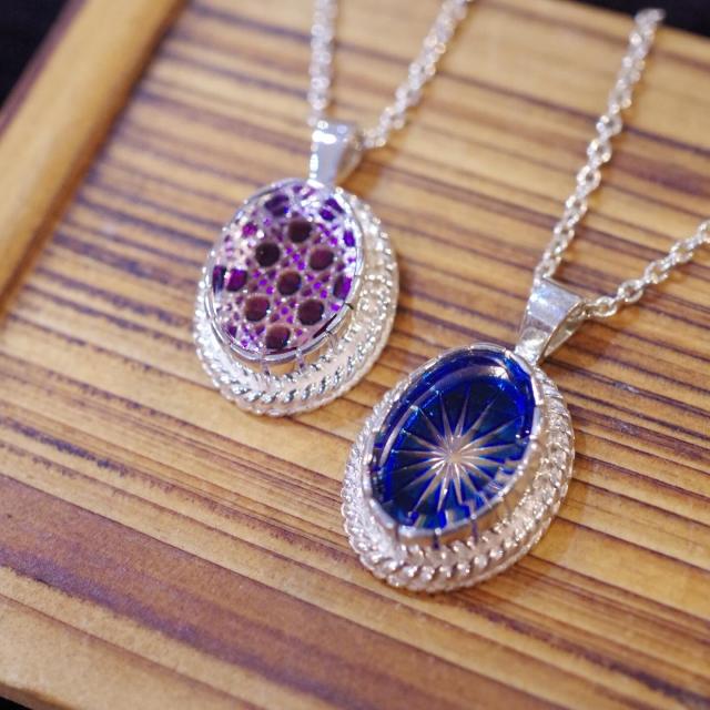 KANAME カナメ 伝統工芸 切子ネックレス 菊花紋【碧】KN-026 シルバー925 チェーン付き ペンダント 和柄 ネックレス メンズ レディース_7