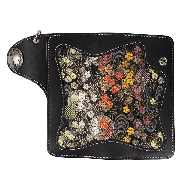 極美品 花山 デグナー レザーウォレット長財布 京桜 バイク 花山レザー