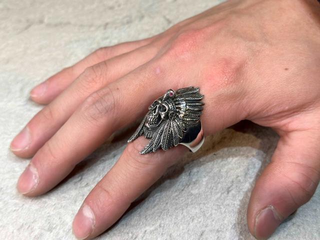 送料無料】インディアンスカル・リング 21号 シルバーリング Silver925 