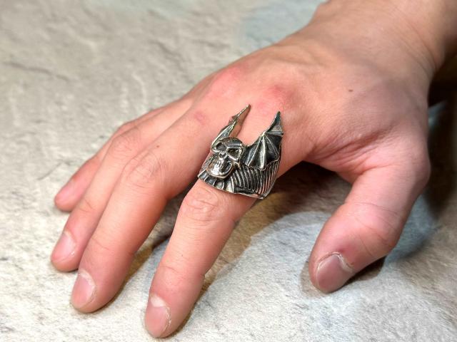silver925無垢　【新品】ブラックスター　スカル　リングシルバー925 シルバー＆レザー商品,シルバーアクセサリー,リング | ろーぐす