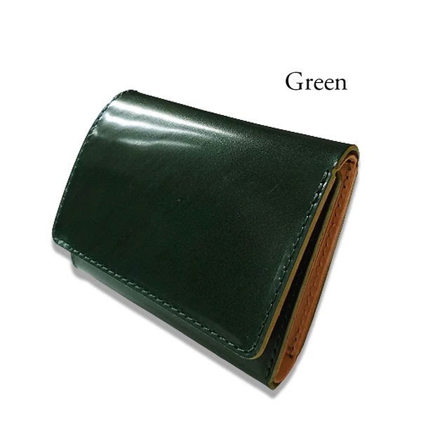 父の日ギフト】オイルコードバン 三つ折り財布 ミニウォレット 新喜