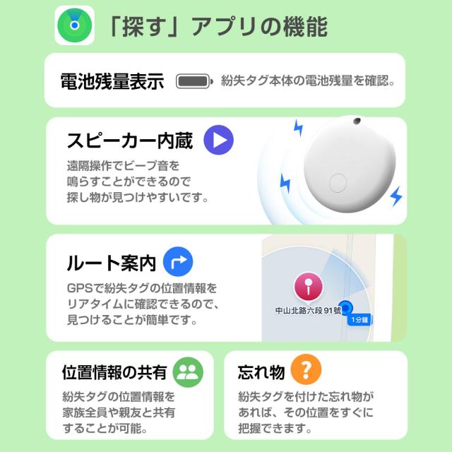 スマートタグ 紛失防止タグ 追跡タグ GPS 小型発信機 Apple探す対応