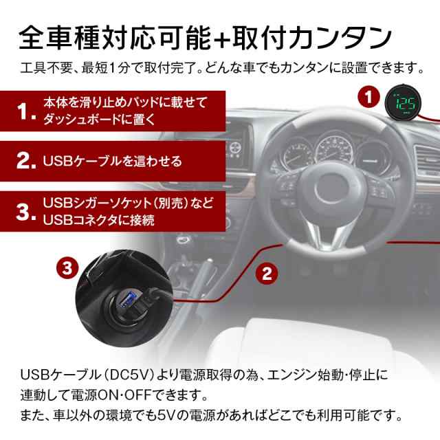 市場 車載スピードメーター サブメーター 車載 ヘッドアップディスプレイ GPS USB スピードメーター 簡単設置 カーアクセサリー 走行距離  コンパス付き