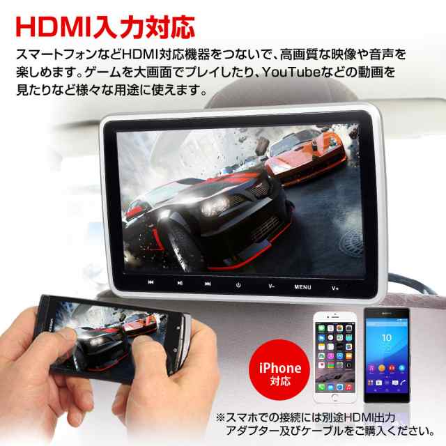 Dvdプレーヤー 車載 ポータブル 10 1インチ リアモニター ヘッドレスト Hdmi Iphone Cprm Dvd Sd Usb 後席の通販はau Pay マーケット 300円offお得クーポン有 Car快適空間