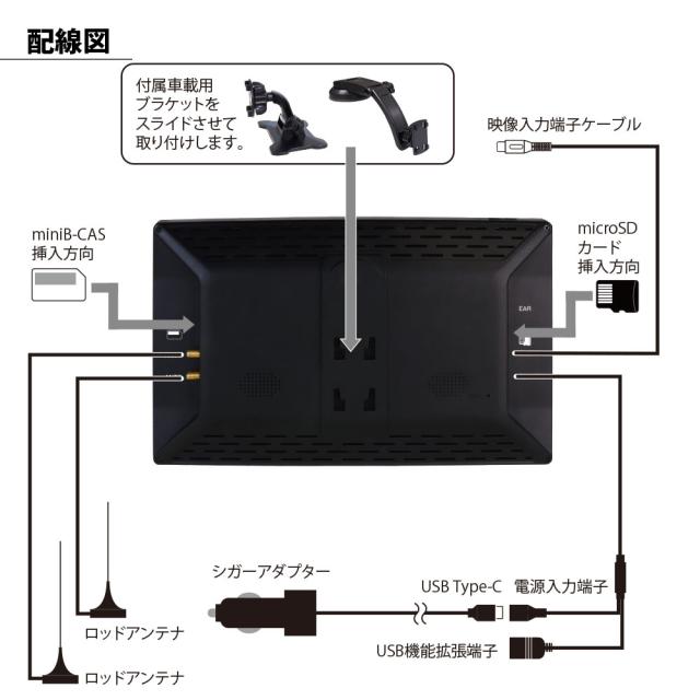 オンダッシュモニター 10インチ 車載モニター 12/24V 地デジ フルセグ RCA Android Auto Car Play TKHFT1019_10