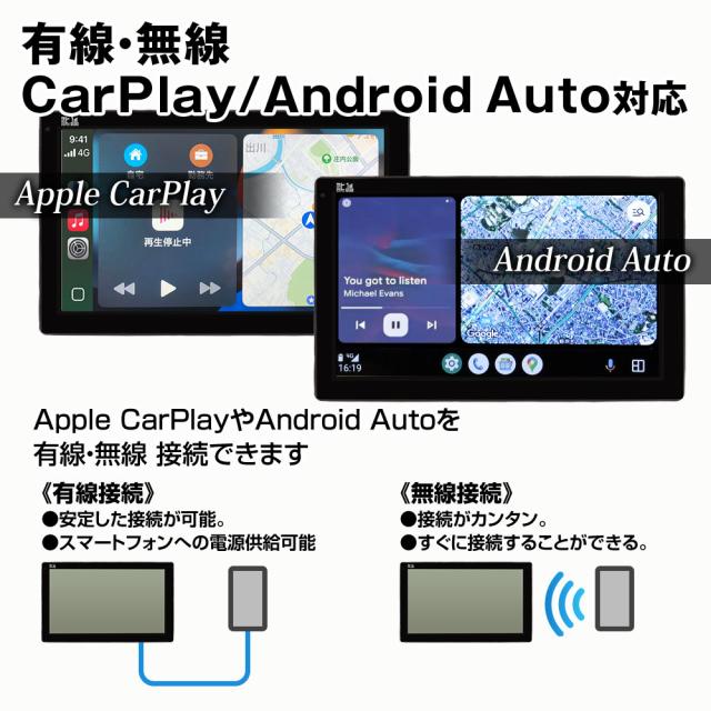 オンダッシュモニター 10インチ 車載モニター 12/24V 地デジ フルセグ RCA Android Auto Car Play TKHFT1019_3