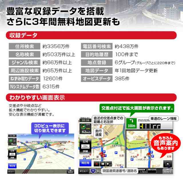 2022年最新地図搭載 3年間地図更新無料 ポータブルナビ カーナビ 7インチ ナビゲーション 最新 Nシステム 速度取締 オービスの通販はau  PAY マーケット - CAR快適空間 車載モニター・カー用品 専門店