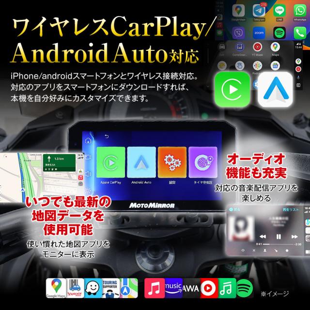バイク用 180°カメラ ディスプレイオーディオ CarPlay Android Auto 対応 5インチ スマートモニター バイクナビ USB_5