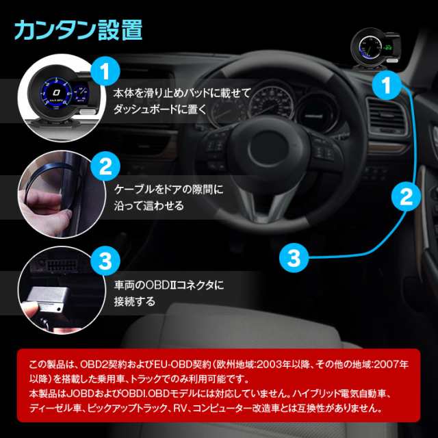 Obd2 メーター Gps サブメーター スピードメーター 4インチ ディスプレイ 多機能 マルチメーター デジタルメーター 車載 タコメーターの通販はau Pay マーケット 300円offお得クーポン有 Car快適空間