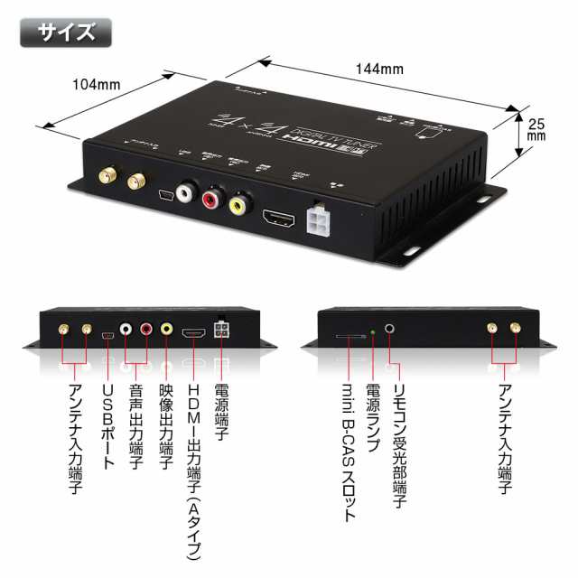 地デジチューナー フルセグチューナー Toshiba製プロセッサー 4x4 車載 Hdmi 地デジ フルセグ ワンセグ フィルムアンテナ 自動切替の通販はau Pay マーケット Car快適空間 車載モニター カー用品 専門店