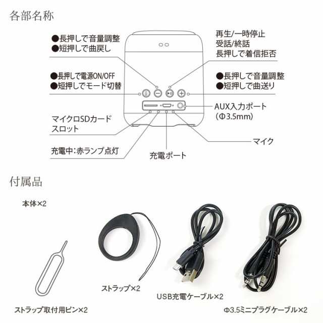 Bluetooth 5.0 スピーカー 小型スピーカー ブルートゥーススピーカー ワイヤレススピーカー IPX5 防水スピーカー ポータブル  2台の通販はau PAY マーケット - CAR快適空間 車載モニター・カー用品 専門店